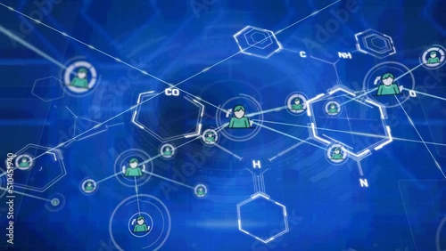 Wallpaper Mural Animation of connections over chemical formulas on blue background Torontodigital.ca