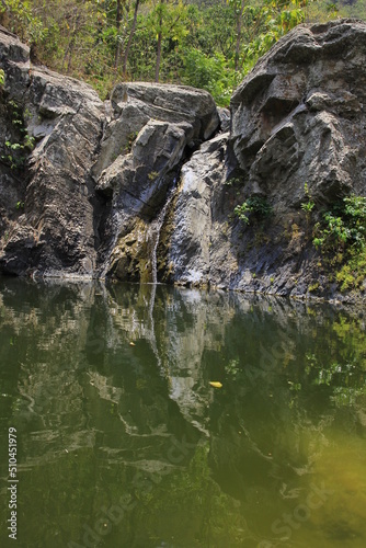 Rivers with low water discharge due to the dry season, showing beautiful rock texture.