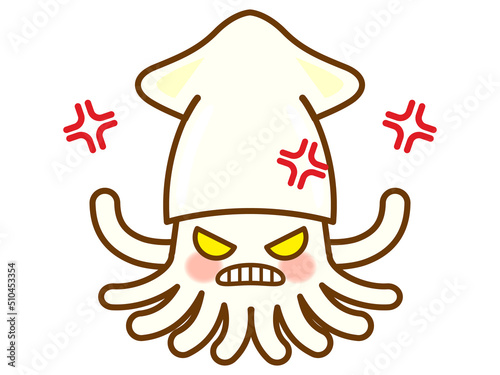 怒るイカのイラスト素材＿ベクター