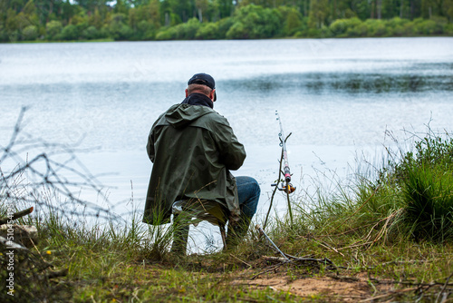 Man fishing in a lake