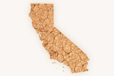 Dry cracked soil in the shape of drought stricken California