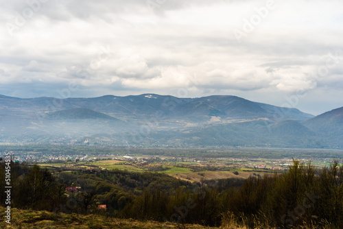 Scenic view Of beautiful clouds in sky over mountain valley