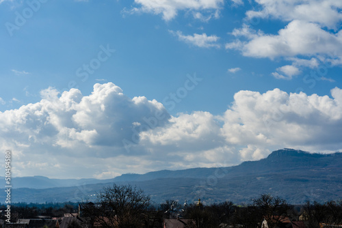 Landscape view of beautiful sky over valley hills
