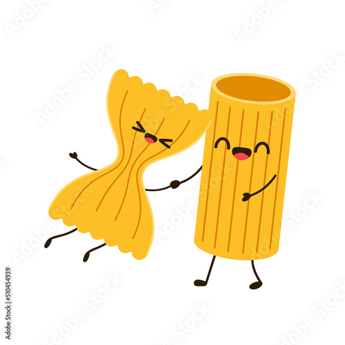 Pasta noodles character design. Pasta noodles on white background. 