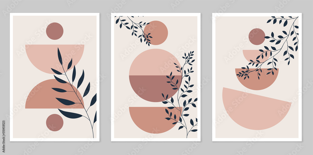 Modern minimalist abstract aesthetic illustrations. Wall decor in bohemian style.