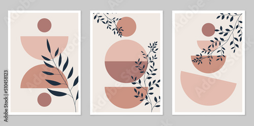 Modern minimalist abstract aesthetic illustrations. Wall decor in bohemian style.