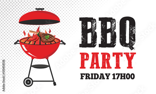 BBQ Grill Party event invitation illustration vector