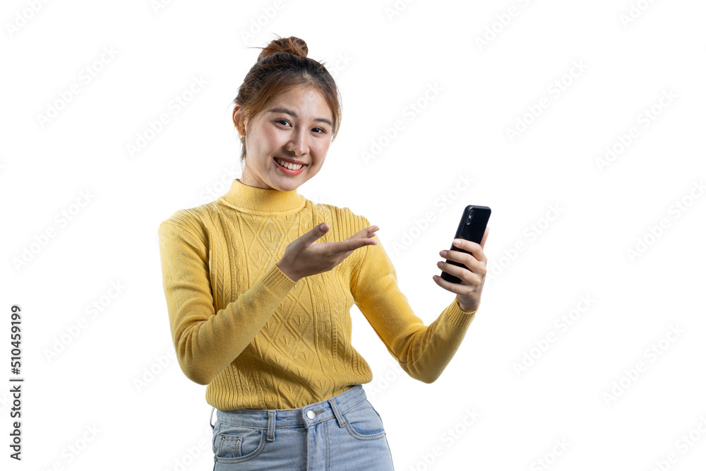 Portrait of a beautiful Asian woman gesturing on isolated background, portrait concept used for advertisement and signage, isolated over white background, copy space. Portrait of a beautiful Asian woman gesturing on isolated background, portrait concept used for advertisement and signage, isolated over white background, copy space.