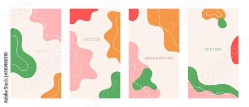 Abstract poster set on pastel color. Business abstract liquid flyer a4. Vector illustration.
