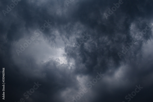 Dark rainy thunderstorm clouds grey color horizontal image