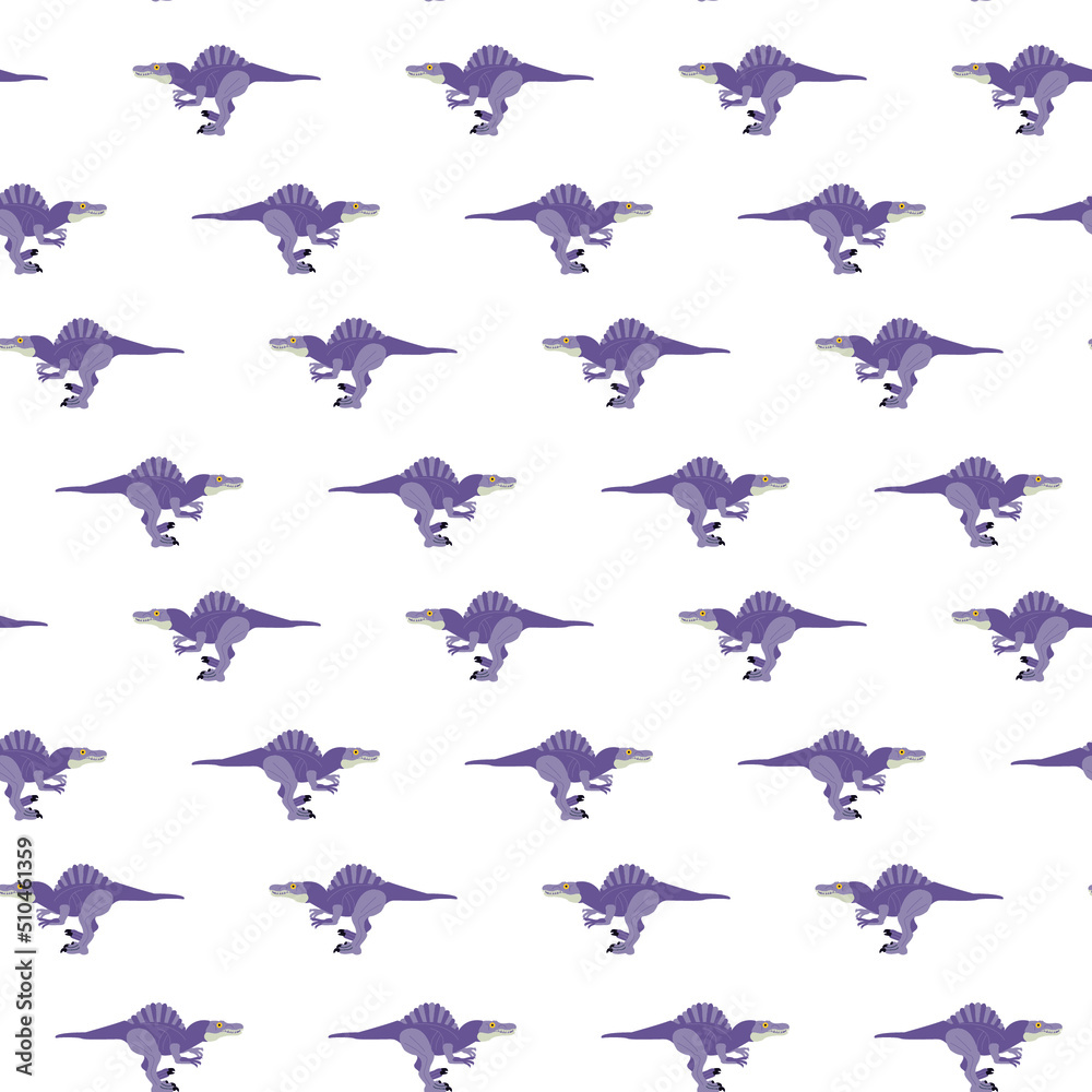 Spinosaurus Seamless Pattern. Vector Illustration of Nature Dinosaur Animal. Spinosaurus Seamless Pattern. Vector Illustration of Nature Dinosaur Animal.