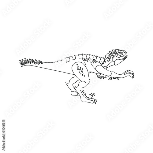 Scorpios Rex Line Colouring Book. Vector Illustration of Nature Dinosaur Animal.