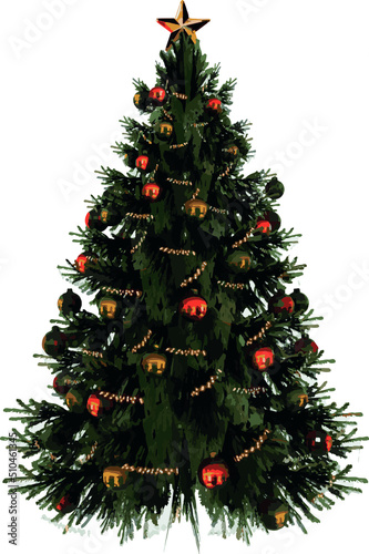 Christmas tree 2- Front view illustration vector png 