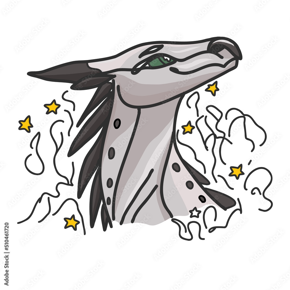 Vector illustration of a stylized dragon. Fabulous creature in cartoon style for design