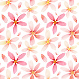 Cute watercolor seamless pattern, pink flowers on a white background. Delicate pattern for varionus products.