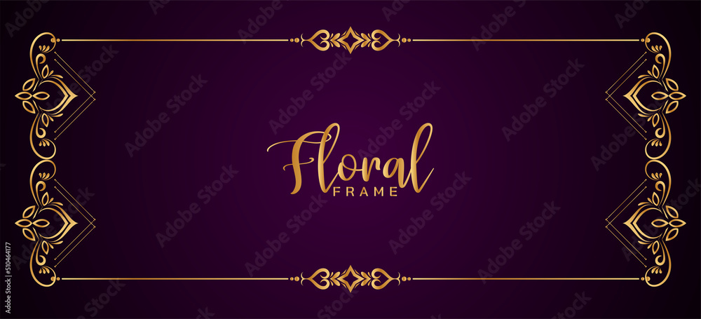 Elegant decorative golden frame floral violet banner design Stock ...