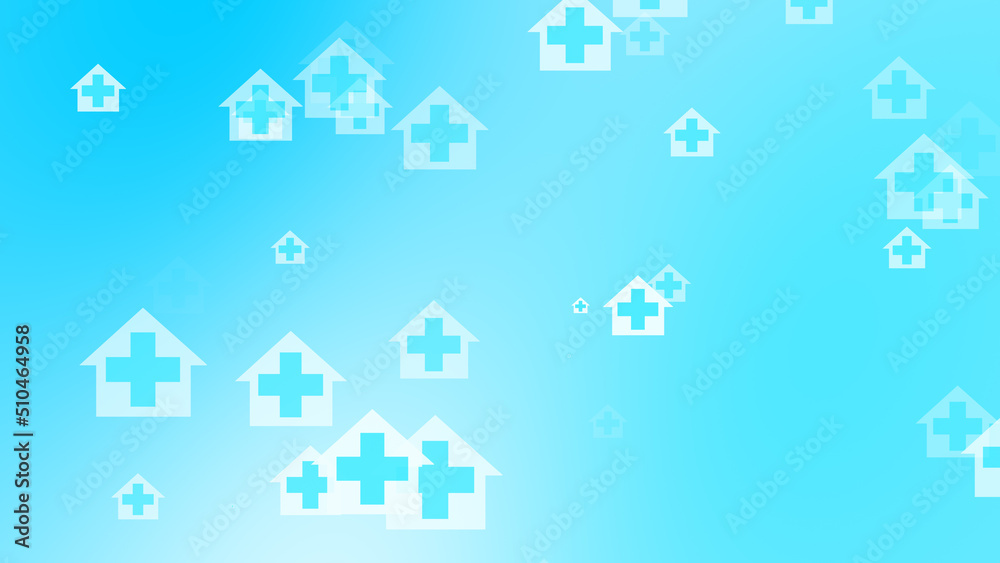 Medical health blue cross on home pattern background. Abstract banners with prevent virus infection and healthcare stay home concept. Medical health blue cross on home pattern background. Abstract banners with prevent virus infection and healthcare stay home concept.