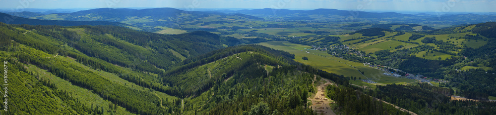 View of landscape at Dolni Morava from sky walk in Dolni Morava in Kralicky Sneznik, Czech Republic, Europe, Central Europe
