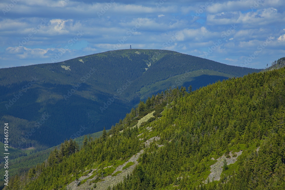 Fototapeta premium View of mountain Kralicky Sneznik from sky walk in Dolni Morava in Kralicky Sneznik, Czech Republic, Europe, Central Europe 