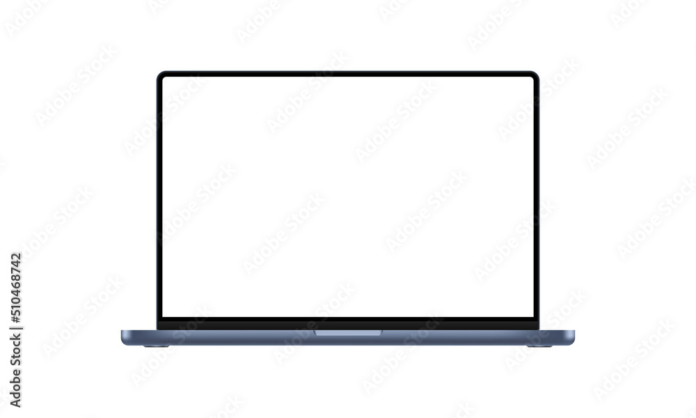 Modern Dark Blue Laptop Mockup With Blank Screen, Isolated on White Background. Vector Illustration Modern Dark Blue Laptop Mockup With Blank Screen, Isolated on White Background. Vector Illustration