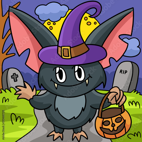 Vampire Owl Halloween Colored Cartoon Illustration