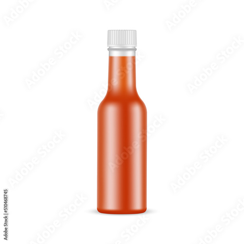Hot Sour Sauce Bottle Mockup, Isolated on White Background. Vector Illustration