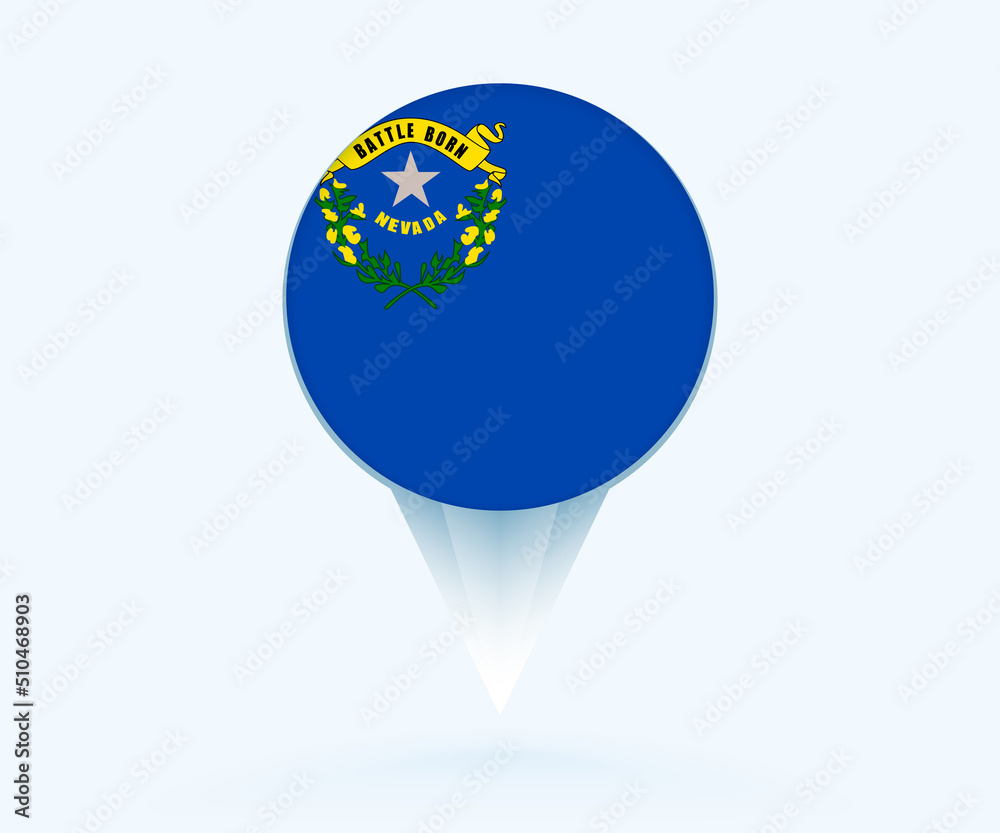 Map pointer with flag of Nevada. Map pointer with flag of Nevada.