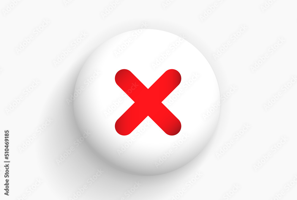 X or deny icon. Cross symbol. False emblem. 3D red round close vector icon. Delete symbol. Modern, simple, flat, line cancel icon vector illustration for website, mobile application, business presenta X or deny icon. Cross symbol. False emblem. 3D red round close vector icon. Delete symbol. Modern, simple, flat, line cancel icon vector illustration for website, mobile application, business presenta