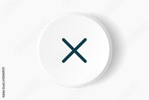 X or deny icon. Cross symbol. False emblem. 3D round close vector icon. Delete symbol. Modern, simple, flat, line cancel icon vector illustration for website, mobile application, business presentation