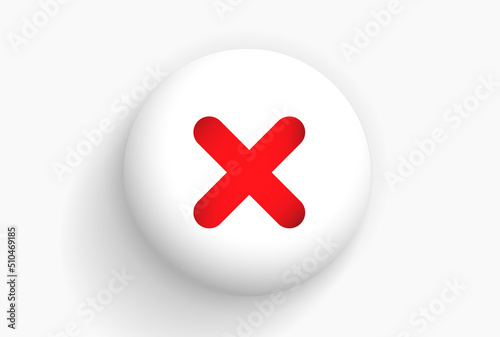X or deny icon. Cross symbol. False emblem. 3D red round close vector icon. Delete symbol. Modern, simple, flat, line cancel icon vector illustration for website, mobile application, business presenta