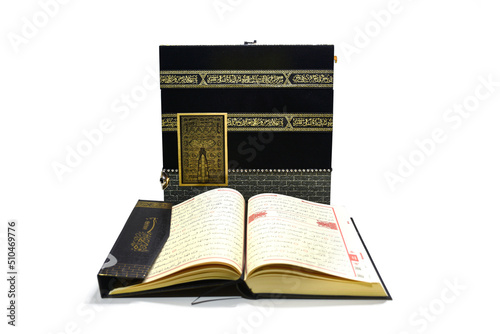 Islamic QURAN & kaaba in Mecca icon for Hajj and Ramadan or Eid. 