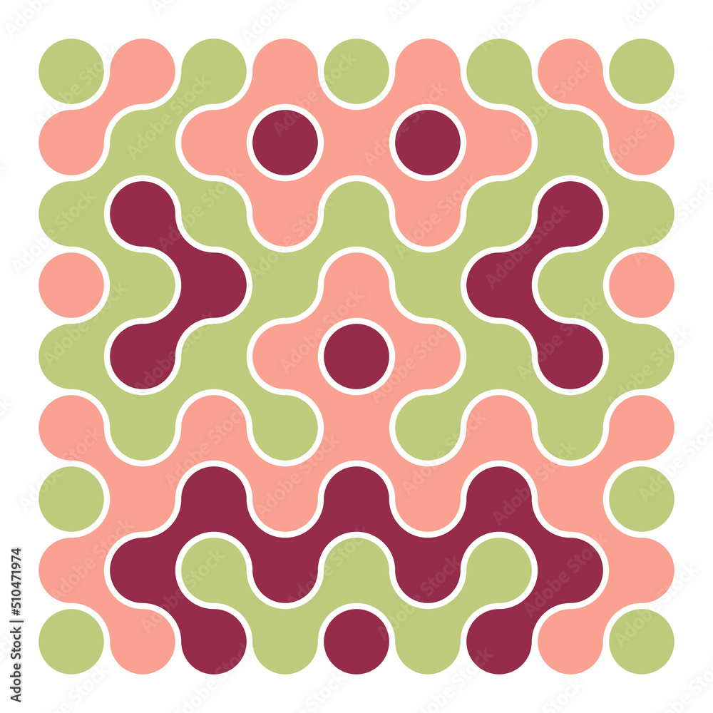 Multicolor truchet tiling connections illustration
