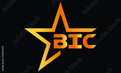BIC golden luxury star icon three letter logo design vector template. royal logo | luxury logo | jewelry logo | premium logo | iconic logo | Victoria logo |