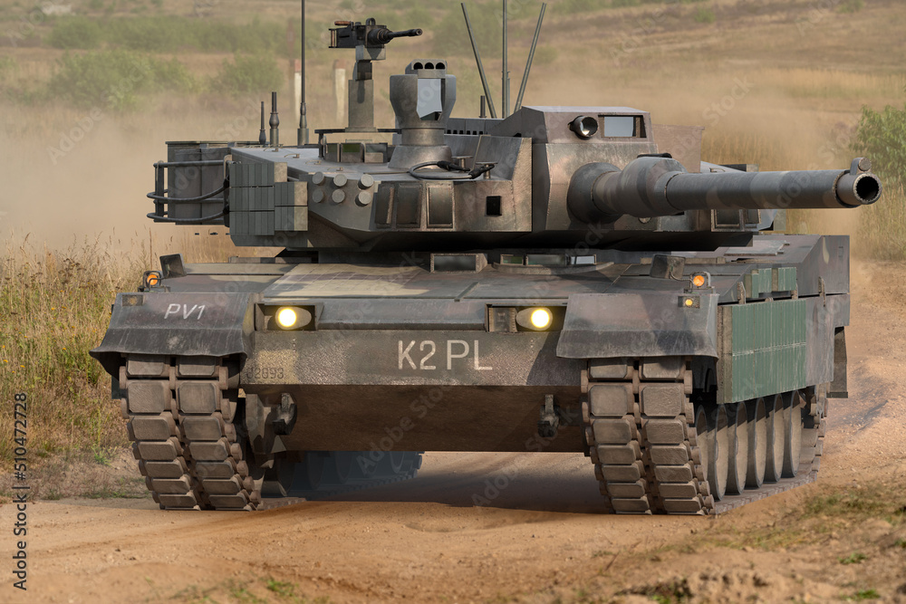 K2 Black Panther - South Korean basic tank.Hyundai Rotem concern has  offered the Polish army a K2 model adapted to its needs along with full  technology transfer. Stock Photo