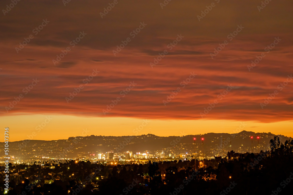 Beautiful red clouds and shadow near Los Angeles