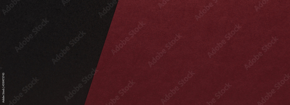Two color paper blank background in black and red. Paper texture banner with copy space