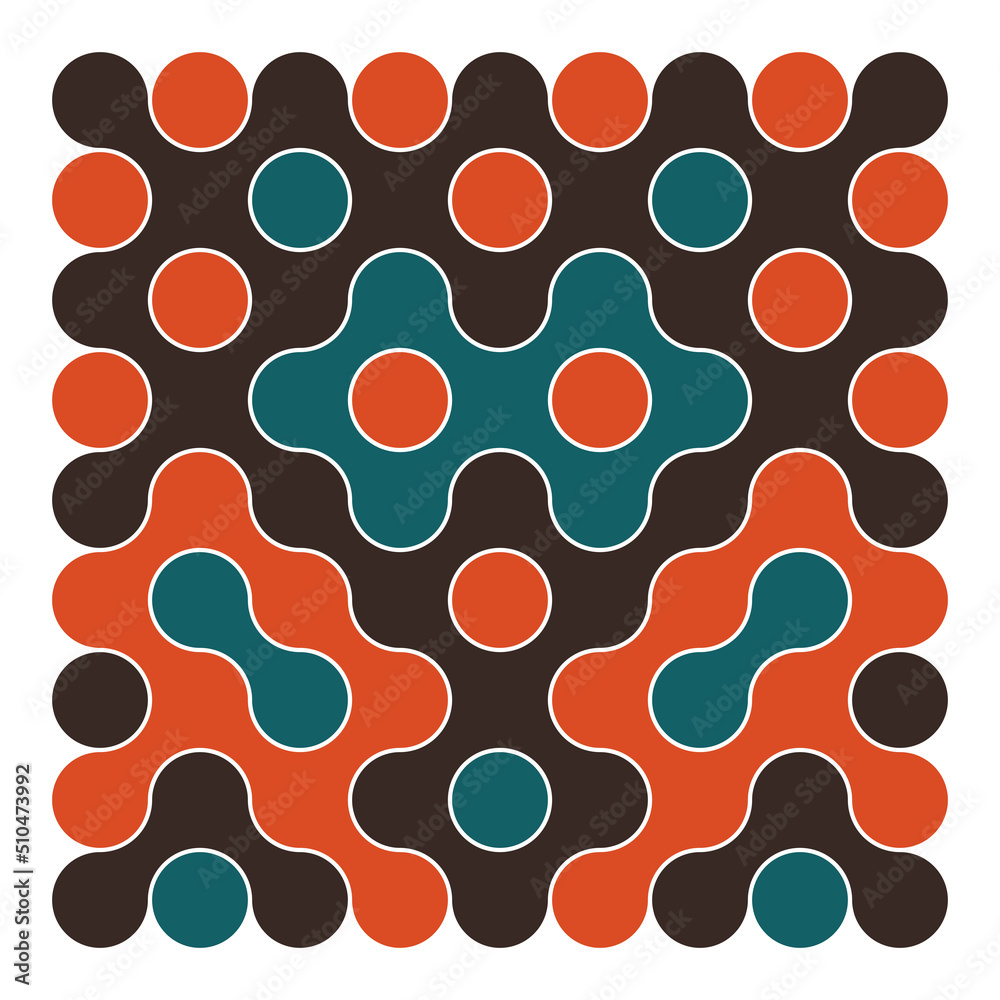 Multicolor truchet tiling connections illustration