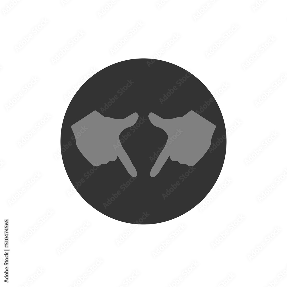 Vector illustration of hand bones on a black round background showing a heart. Hand icon in hexagon. Vector illustration of hand bones on a black round background showing a heart. Hand icon in hexagon.
