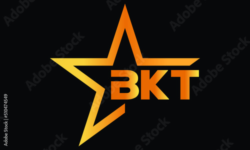 BKT golden luxury star icon three letter logo design vector template. royal logo | luxury logo | jewelry logo | premium logo | iconic logo | Victoria logo | photo