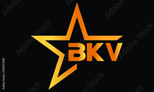 BKV golden luxury star icon three letter logo design vector template. royal logo | luxury logo | jewelry logo | premium logo | iconic logo | Victoria logo | photo