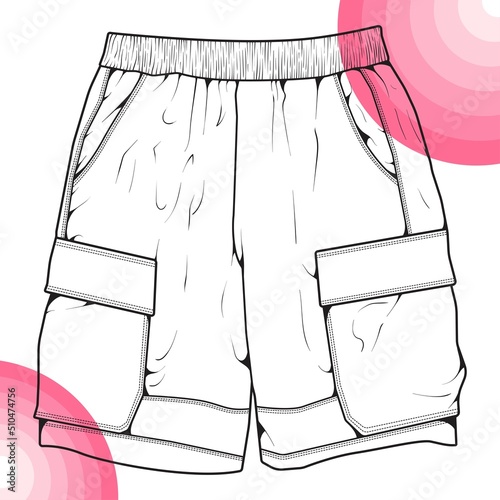 short pants color block drawing vector, short pants in a sketch style, trainers template, vector Illustration.
