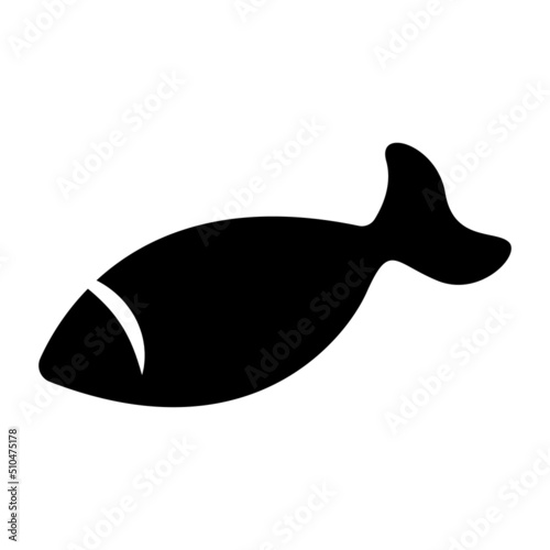 Black silhouette of fish isolated on white background.