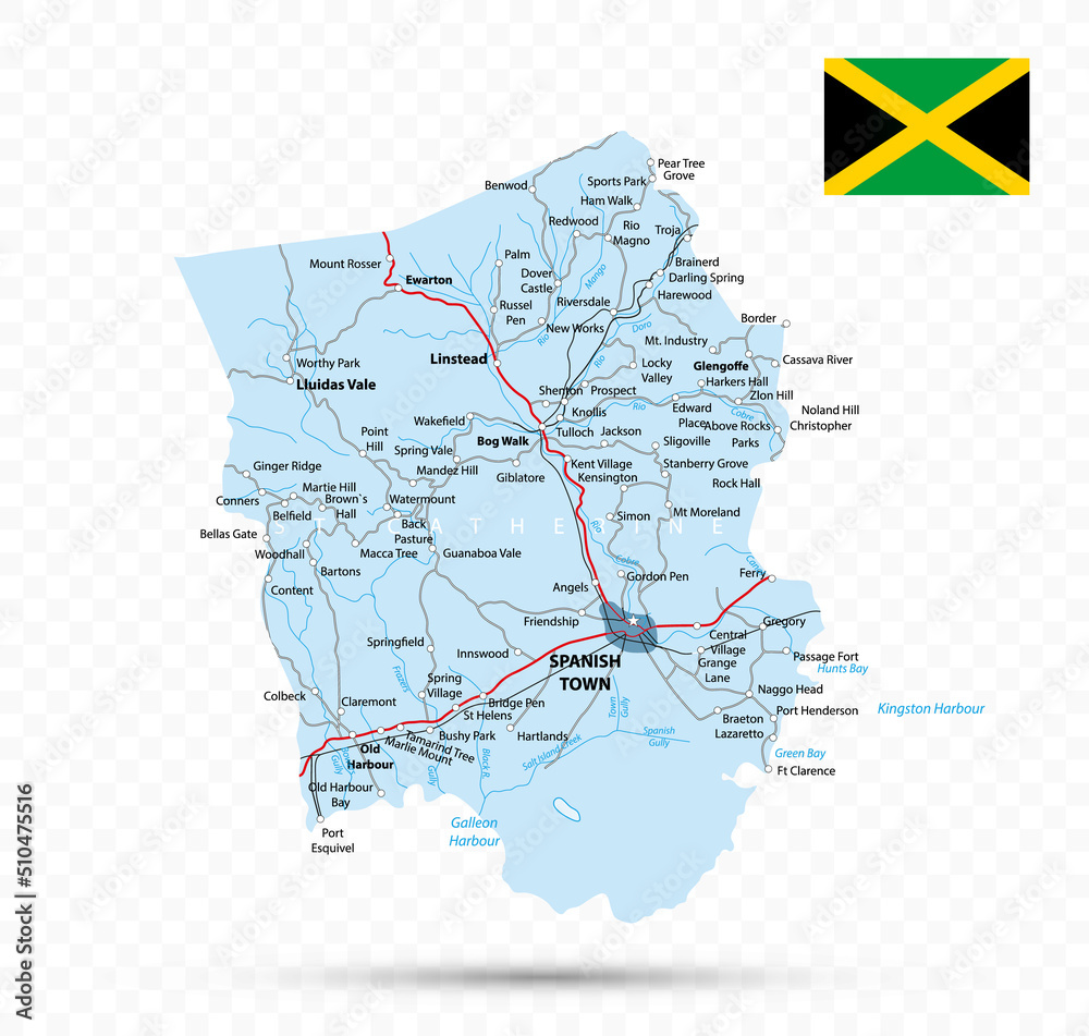 Obraz premium Saint Catherine Map. Jamaica state