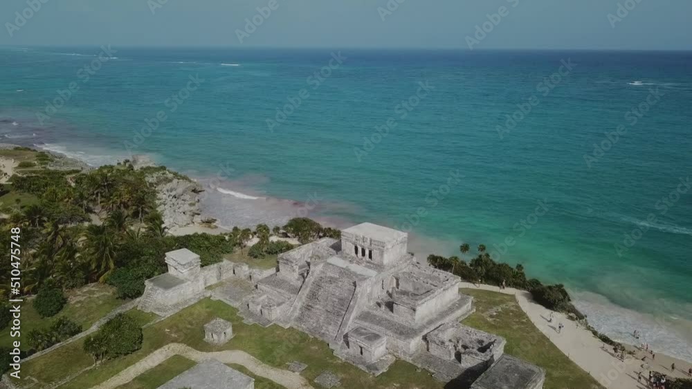 Tulum ruins drone magic blue playa del carmen mexico