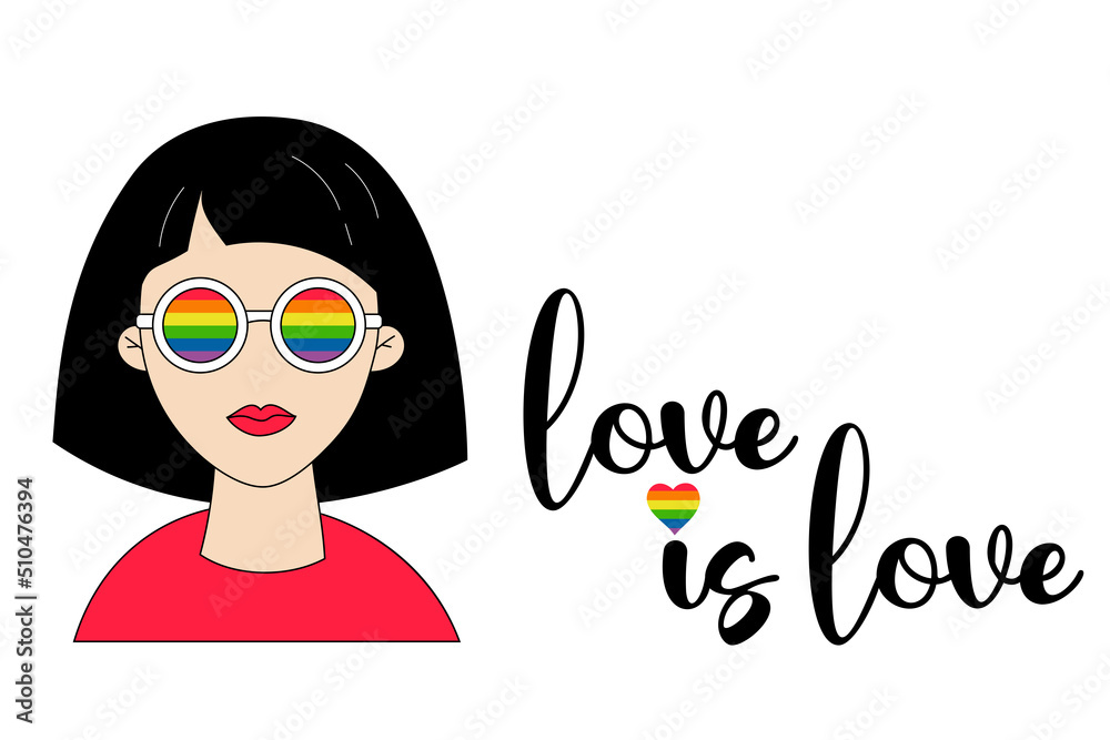 Young Lesbian Girl In Rainbow Glasses Lgbt Pride Month Love Is Love Lgbt Flag Pride In 2106