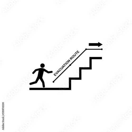 evacuation route or emergency stairs icon