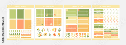 Yellow Watercolor Flower Printable Sticker Set for Planner