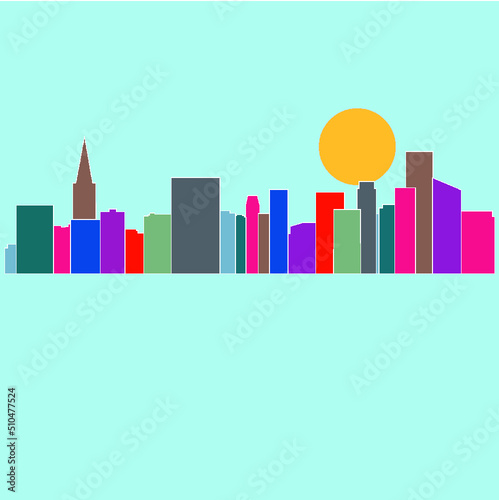 Abstract daylight city skyline.