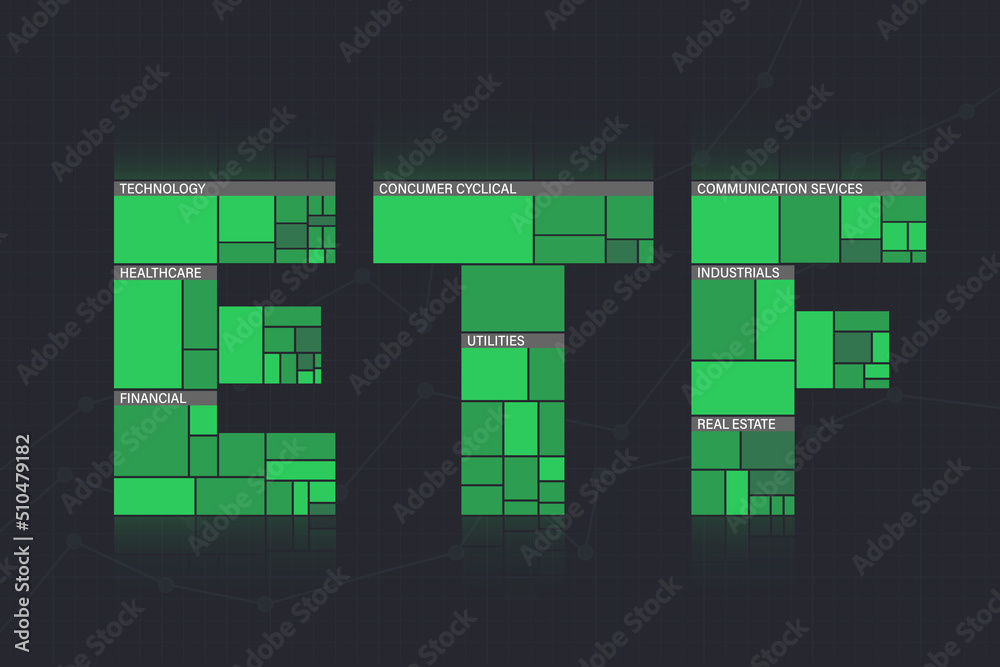 Exchange traded fund concept. Letters as heat map. Exchange traded fund concept. Letters as heat map.