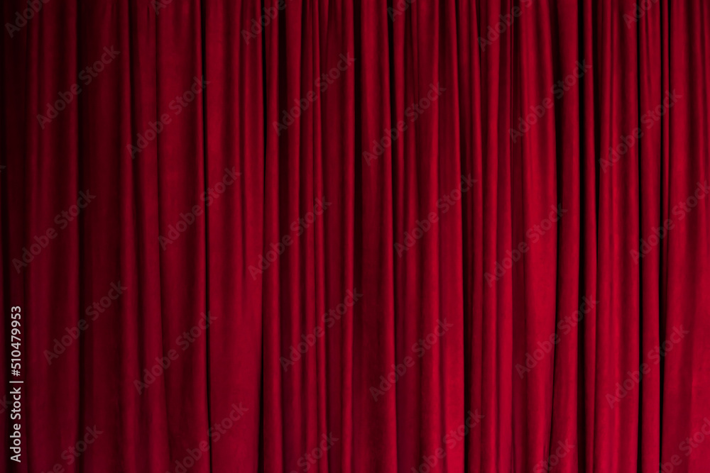 Red background, red curtain texture, theater curtain. - obrazy, fototapety, plakaty 